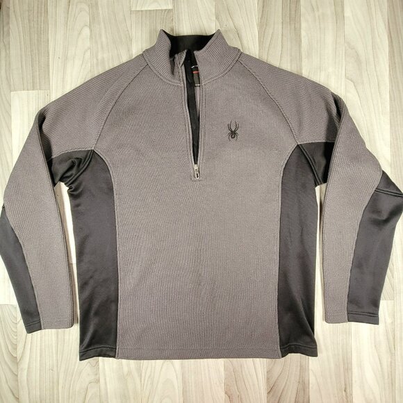 Spyder Outbound Pullover Core Sweater Size L Fleece Lined Charcoal Gray 507380 - Picture 1 of 10